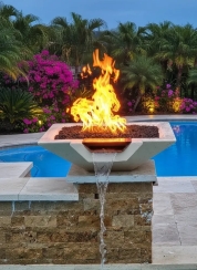 TessaRai 24 Inch Square Gas Fire and Water Bowl with Match Light Ignition