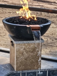 TessaRai 27 Inch Round Gas Fire and Water Bowl with Match Lit Ignition