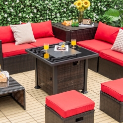 Costway 32 Inch Square Woven Side Propane Fire Pit Table