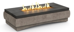 American Fyre Designs River Rectangle Gas Fire Table with Black Lava Top and Dight Basalt Base
