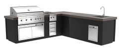 Videl 112 Inch Maestro L-Shaped Kitchen Island with 42 Inch Gran Fuego Grill -  Side Burner -  and Sink
