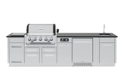 Broil King 11 Foot Imperial iQue 590iH Outdoor BBQ Gas Grill Island with Sink Opening