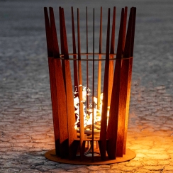 The Outdoor Plus 30 Inch Corten Steel Starlight Fire Sculpture - Match Light