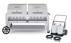 Crown Verity 72 Inch Double Roll-Dome Mobile Propane Grill and Tank Cart