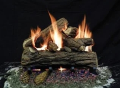 Formation Creation 18 Inch Country Oak Deluxe See-Thru Gas Log Set with Remote Burner - Millivolt