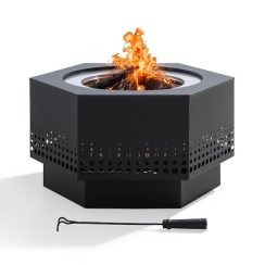 Sunjoy 28 Inch Hexagonal Halton Smokeless Wood Burning Fire Pit