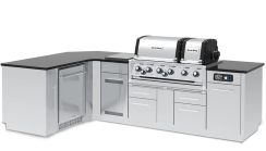 Broil King 10 Foot Imperial iQue 690iJ Outdoor Corner BBQ Gas Grill Island with Fridge