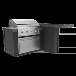 Videl 72 Inch Alta L-Shaped Outdoor Kitchen Island with Gran Plancha Gas Grill -  Audio System