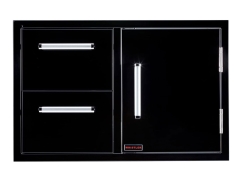 Whistler Grills Black Stainless Steel Door with Double Drawer Set