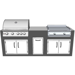COKI 8 Foot Outdoor Kitchen Island with Grill -  Dual Access Doors -  Trash Drawer -  and Griddle