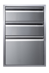 Memphis Grills 21 Inch Stainless Steel Triple Access Drawer Stack with Soft Close
