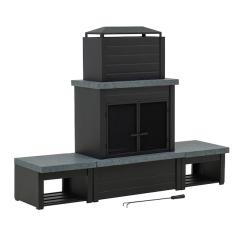 Sunjoy 58 Inch Modern Outdoor Wood Burning Fireplace