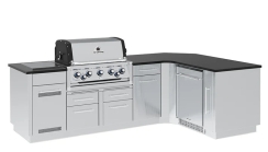 Broil King 10 Foot Imperial S 590iG Outdoor Corner BBQ Gas Grill Island with Fridge