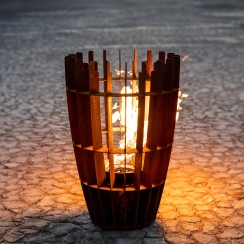The Outdoor Plus 20 Inch Corten Steel Horizon Fire Sculpture - Plug and Play