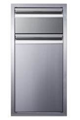 Memphis Grills 15 Inch Stainless Steel Single Access Drawer Stack with Trash Bin and Soft Close