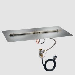 Outdoor Greatroom Company 42 x 24 Inch Crystal Fire Plus Linear Gas Fire Pit Burner with Plate