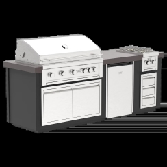 Videl 96 Inch Luxe Outdoor Kitchen Island with Gran Fuego Grill -  Side Burner and Refrigerator