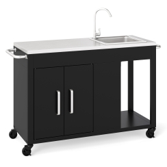 Costway 56 Inch Outdoor Grill Table with Sink and Stainless Steel Top