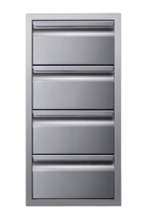 Memphis Grills 15 Inch Stainless Steel Quadruple Access Drawer Stack with Soft Close