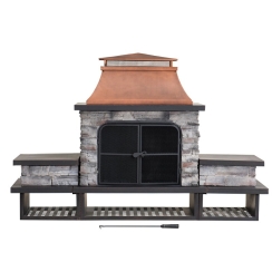 Sunjoy 48 Inch Copper Bel Aire Outdoor Wood Burning Fireplace