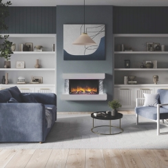 Flamerite Fires 47 Inch Grey Milan Suite Wall Mantel with Slim Line 750S Electric Fireplace