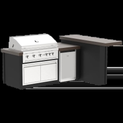 Videl 96 Inch Luxe L-Shaped Outdoor Kitchen Island with 42 Inch Gran Fuego Grill and Refrigerator