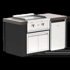 Videl 64 Inch Luxe Outdoor Kitchen Island with 30 Inch Gran Plancha Griddle and Refrigerator