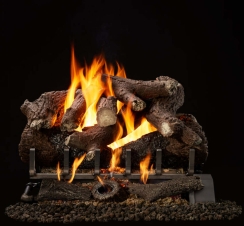 Monessen 30 Inch Grand Heritage Oak Vented Gas Log Set for Two Tiered Stadium Burners