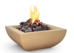 American Fyre Designs 36 Inch Bordeaux Square Concrete Gas Fire Bowl - Electronic Ignition