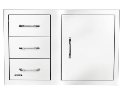 Bull Outdoors 30 Inch Reversible Triple Drawer and Door Outdoor Kitchen Combo with Reveal