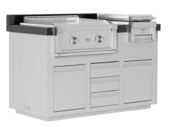Videl 60 Inch Alta Outdoor Kitchen Island with Gran Plancha Griddle and Fuego III Food Warmer