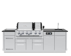 Broil King 9 Foot Imperial iQue 690iE Outdoor BBQ Gas Grill Island with Sink Opening