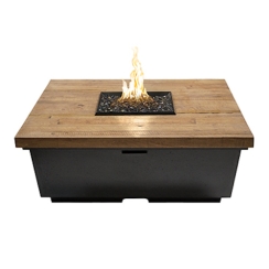 American Fyre Designs 44 Inch Contempo Square Wooden Gas Firetable - Electronic Ignition