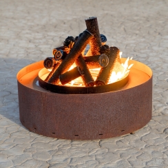 The Outdoor Plus 36 Inch Corten Steel Orion Fire Sculpture - Fire Glow Push Button