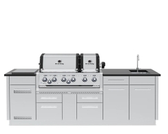 Broil King 9 Foot Imperial S 690iE Outdoor BBQ Gas Grill Island with Sink Opening