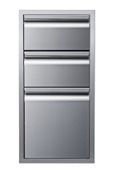 Memphis Grills 15 Inch Stainless Steel Triple Access Drawer Stack with Soft Close