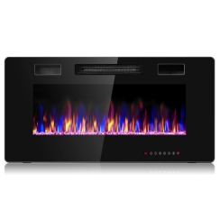 Costway 36 Inch Ultra Thin Wall Mount or Recessed Linear Electric Fireplace