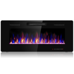 Costway 42 Inch Ultra Thin Wall Mount or Recessed Linear Electric Fireplace