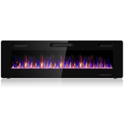 Costway 60 Inch Ultra Thin Wall Mount or Recessed Linear Electric Fireplace