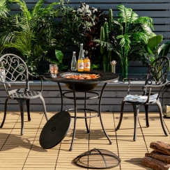 Costway 32 Inch Woodburning Fire Pit Table with BBQ Grate