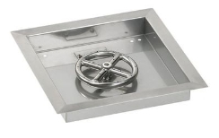 TessaRai Collection 24 Inch Square Drop-In Gas Fire Pit Burner and Pan - Match Light