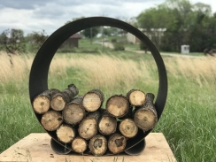 Fire Pit Art 38 Inch Orbital Outdoor Log Rack