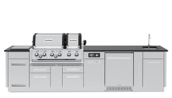 Broil King 11 Foot Imperial iQue 690iH Outdoor BBQ Gas Grill Island with Sink Opening