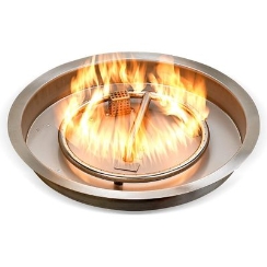 TessaRai Collection 19 Inch Round Drop-In Gas Fire Pit Burner and Pan - Match Light