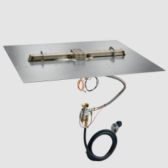 Outdoor Greatroom Company 24 x 24 Inch Crystal Fire Plus Linear Gas Fire Pit Burner with Plate