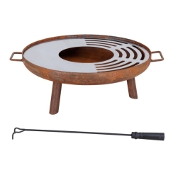 Sunjoy 28 Inch Wood Burning Fire Pit with Stainless Steel Grill Tray