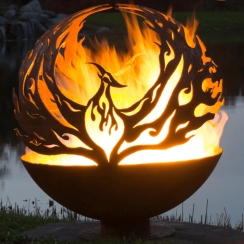 The Fire Pit Gallery 37 Inch Phoenix Rising Fire Pit with Flat Steel Base