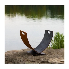 Fire Pit Art 26 Inch Stainless Steel Wings of Flight Outdoor Log Rack
