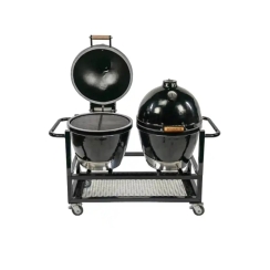 Goldens Cast Iron 20 1/2 Inch Double Cookers with Cart