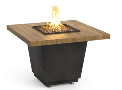 American Fyre Designs 36 Inch Cosmopolitan Square Wood Finish Gas Firetable - Electronic Ignition